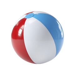 Isolated close up of a red white and blue beach ball on a plain black studio background view on transparent background