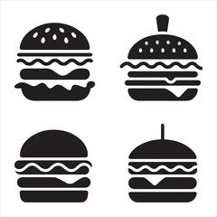 Burger Silhouette Vector Set