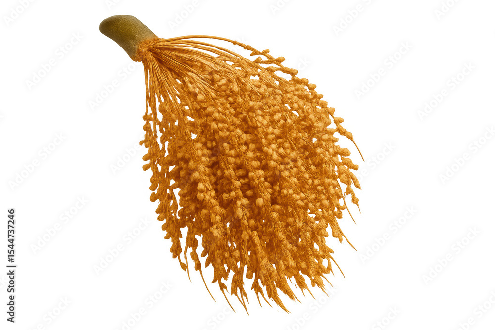 Poster close-up of ripe dates growing on a date palm tree, isolated on a transparent background, ready for 