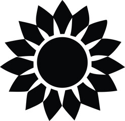 Simple black and white stylized sunflower icon graphic design element