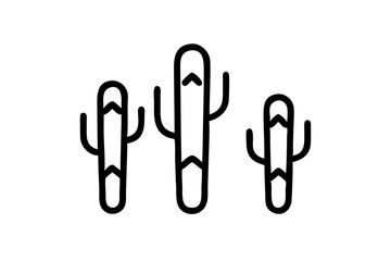 Cactus icon set, line art and outline vector icon