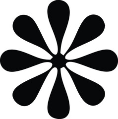 Abstract black and white eight petal flower design graphic