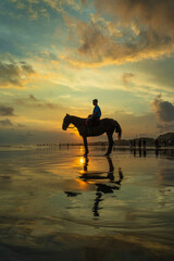Horses of Parangtritis Beach at Sunset