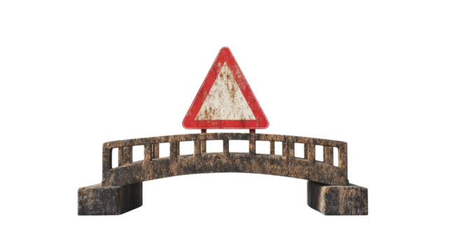 Bridge warning traffic sign, Transparent background, PNG file - Powered by Adobe