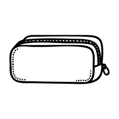 A simple, empty pencil case with a zipper. The design is minimalistic, featuring a rectangular shape and a small loop for easy carrying.