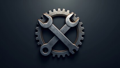 Wrenches and Gear on Dark Background