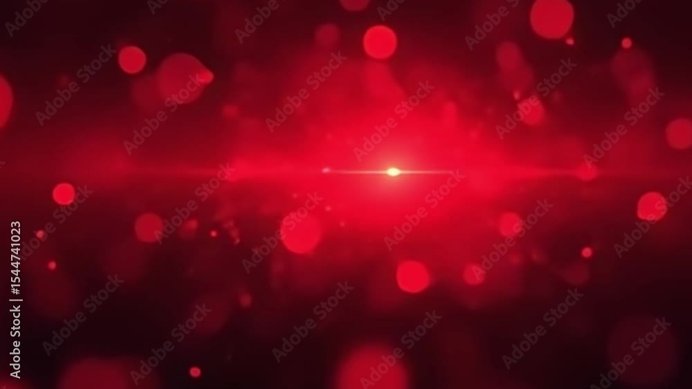 Wall mural looping abstract background with neon red bokeh particles and soft glowing texture