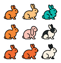 Obraz premium Rabbit Breeds Icons