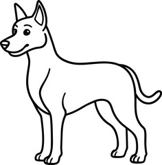 Fototapeta premium Cute Dog Line Art Outline for Coloring Page, Simple Puppy Cartoon Black and White Vector, Standing Happy Dog Outline Drawing Clipart.