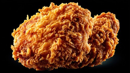 Appetizing crispy fried chicken pieces on a dark backdrop for food ads