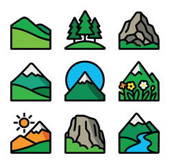 Summer Mountain Icons