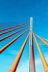 Modern suspension bridge against clear blue sky