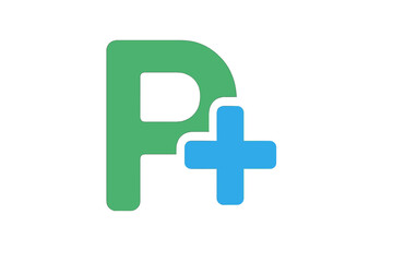 Fototapeta premium Template elements for a medical logo featuring a cross and the letter P
