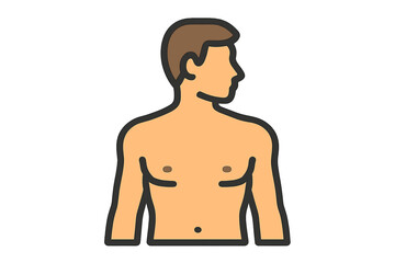 Fototapeta premium Icon of a male human body with the head turned sideways, designed for use on apps and websites in a flat style