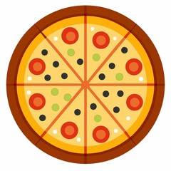 Delicious pizza icon isolated on white background