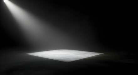 Single Spotlight in Smoky Darkness Illuminating Industrial Floor