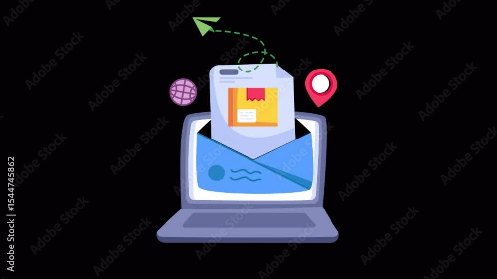 Poster e-mail 2d flat animations on transparent background