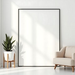Modern Living Room Frame Mockup – ISO A Paper Size Poster on Wall, Interior Scene with Home Background, 3D Render for Art & Print Display