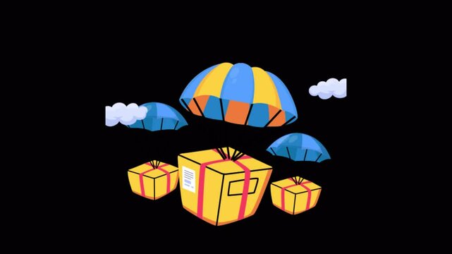 Balloon Delivery 2D Flat Animations on Transparent background