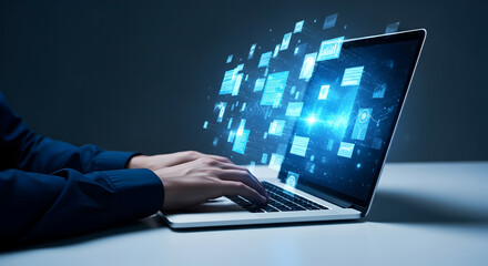 Data Flow, Laptop, Digital Transformation