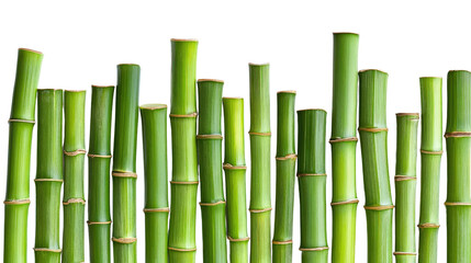 Fototapeta premium Elegant bamboo stalks arranged vertically isolated on white background