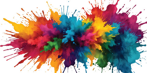 A Captivating Abstract Watercolor Composition Featuring Bright and Bold Color Streaks, Splashes, and Brush Strokes on a White Canvas, Creating a Beautiful, Energetic Explosion of Color. holi
