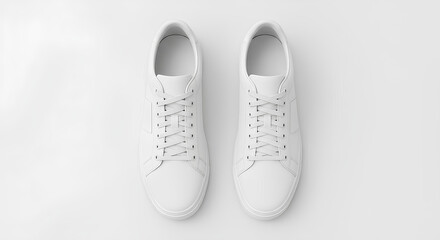 Blank, empty white sneakers top view mockup, with logo area isolated, 3d rendering, Isolated footwear branding, ecommerce display template.