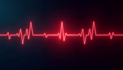 Red Heartbeat Line on Dark Background