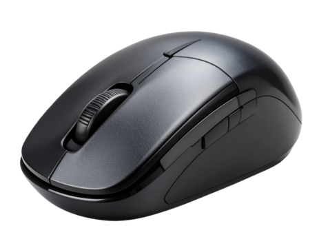 Ergonomic Black Wireless Computer Mouse PNG