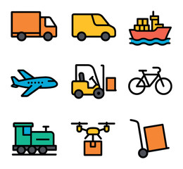Logistics Vehicles Icons