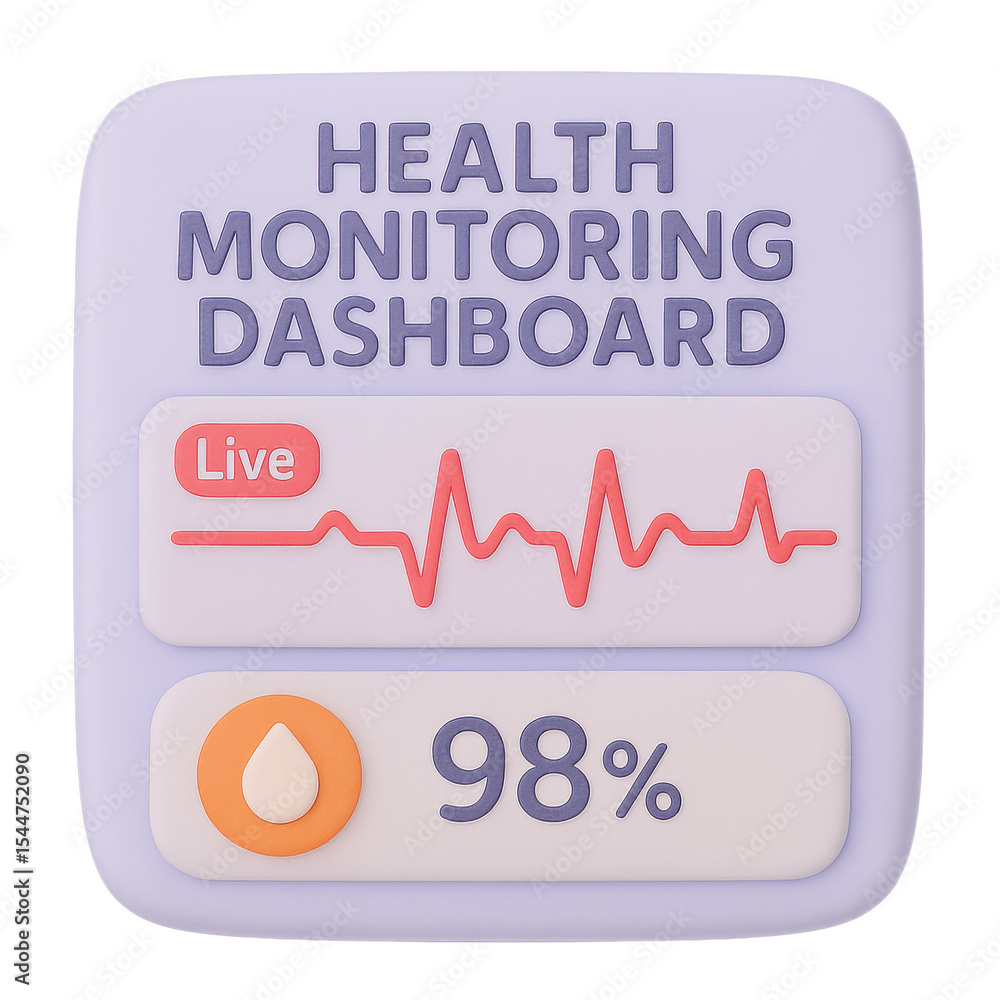 Poster health monitoring dashboard displaying live ecg data and oxygen saturation levels, conveying sense o