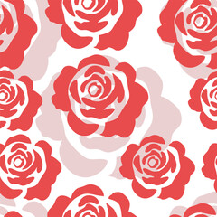 Red rose floral abstract pattern on white background seamless pattern for fabric, textiles, clothing, wallpaper, cover, banner, home decor, florals backgrounds