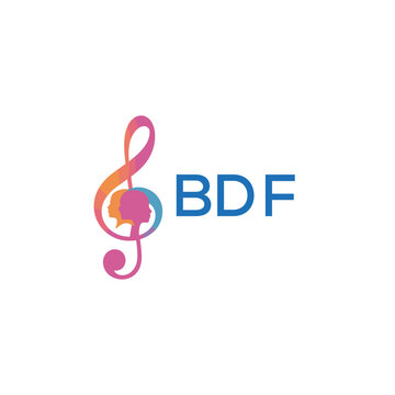  "BDF Music and Arts Logo Design, BDF Later Logo, Abstract Treble Clef with Human Faces"
