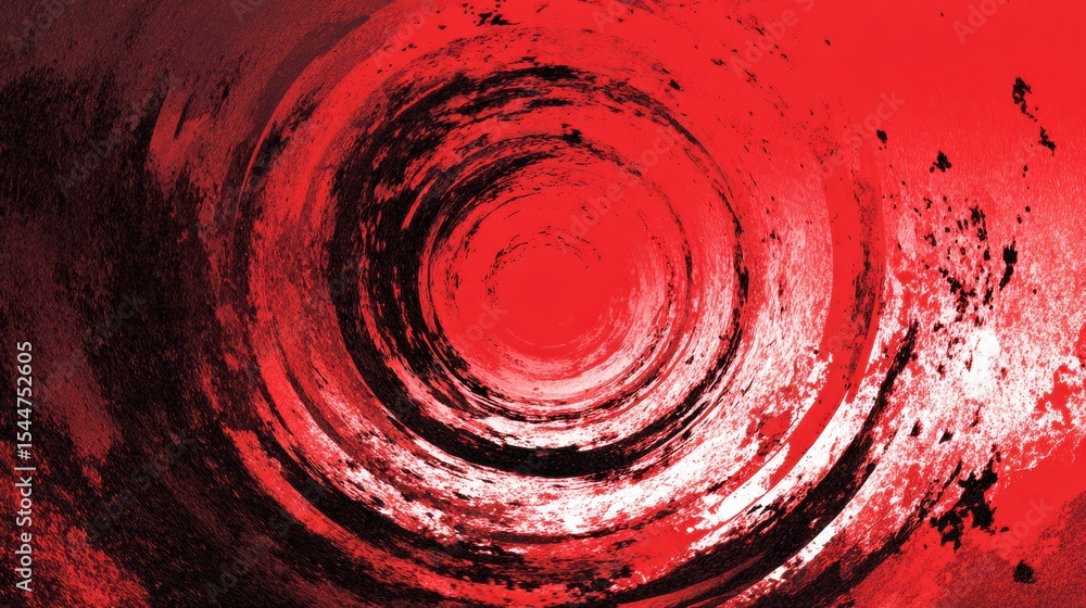 Poster Deep Red and Black Vortex Symbolizes Risk and Uncertainty With a Striking Central Focus and Clean Top Margin for a Dramatic Visual Effect