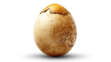 Fototapeta premium Dramatic Hatching of a Dinosaur Egg Model on a White Background