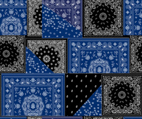 Abstract hand drawn seamless pattern with geometric and brush painted elements. Vector textured colorful background. Modern poster, card, textile, wallpaper template, wrapping paper designs.
