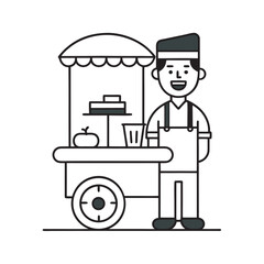 Cuban Sandwich Food Cart Illustration