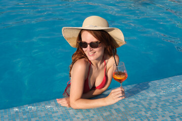 young woman in a pool