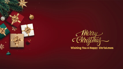 Merry Christmas and happy New Year background, Merry Christmas background with christmas element. Vector illustration, Christmas Tree With Baubles And Blurred Shiny Lights.