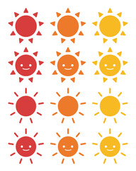 熱中症 夏 太陽 アイコン セット