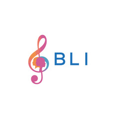  "BLI Music and Arts Logo Design, BLI Later Logo, Abstract Treble Clef with Human Faces"
