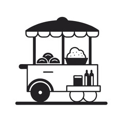 Mexican Tacos Street Cart Outline Vector