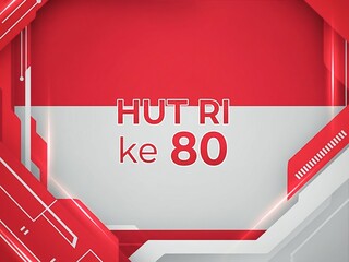 Generative AI image of red and white background with futuristic style of 80th Indonesian Independence Day written on it