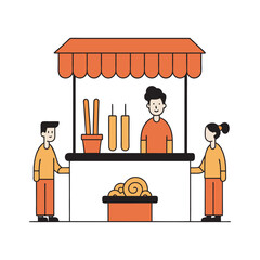 Spanish Churros Stall Outline Vector