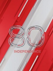 Generative AI image of red and white background with futuristic style of 80th Indonesian Independence Day written on it
