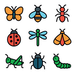 Colorful Insect Icons