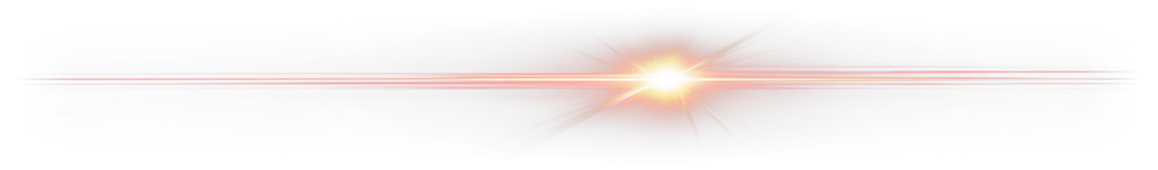 Red light streak, lens flare effect on transparent background.