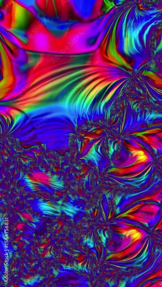 Poster a vibrant abstract background featuring a swirling mix of rainbow colors and intricate fractal patte