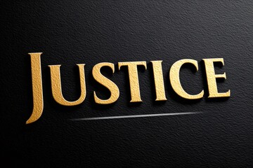 Golden justice sign representing law and order on black background