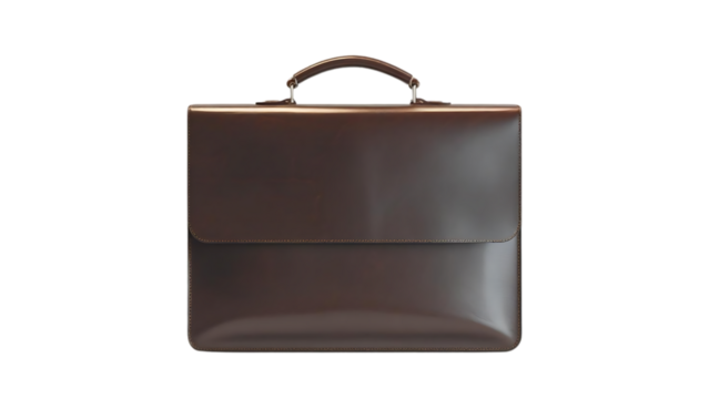 Classic Brown Leather Briefcase with Brass Lock